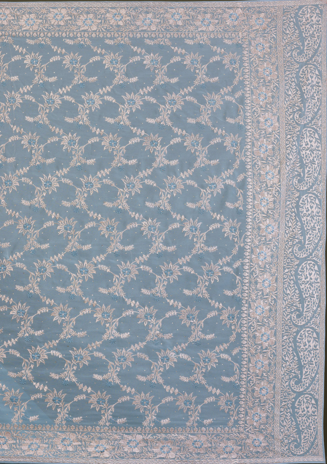 Sky Blue Zariwork Georgette Saree