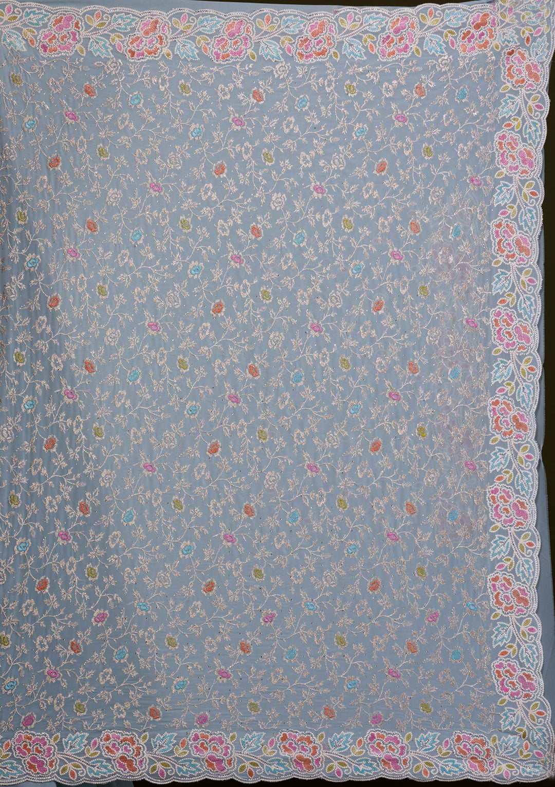 Sky Blue Zariwork Georgette Saree