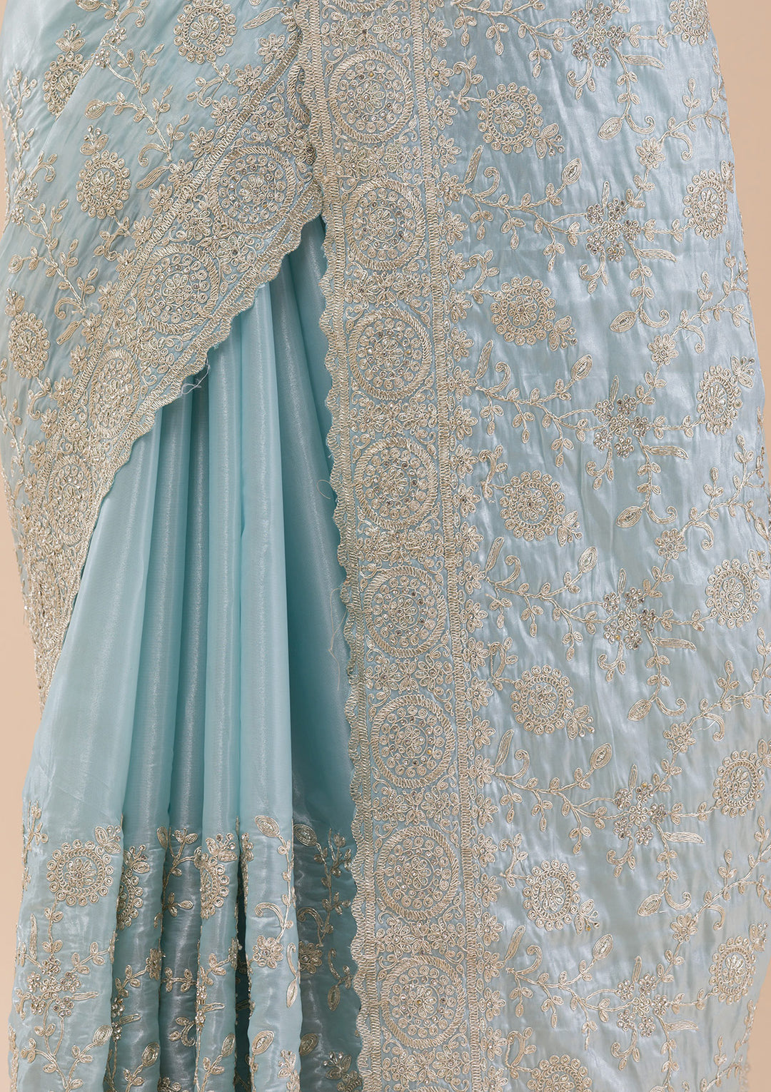 Sky Blue Zariwork Organza Saree