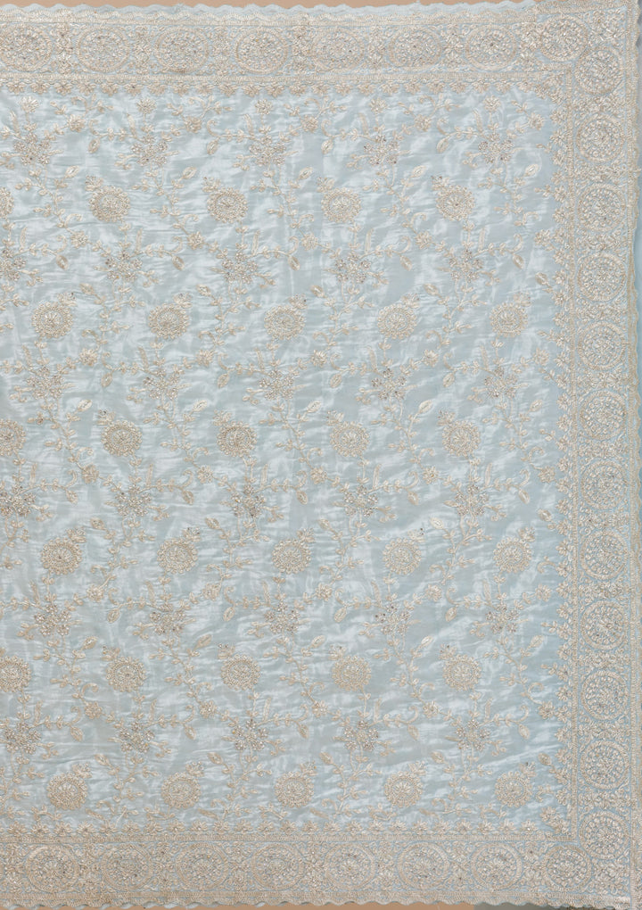 Sky Blue Zariwork Organza Saree
