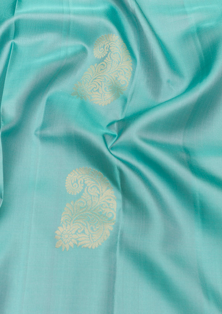Sky Blue Zariwork Pure Silk Saree