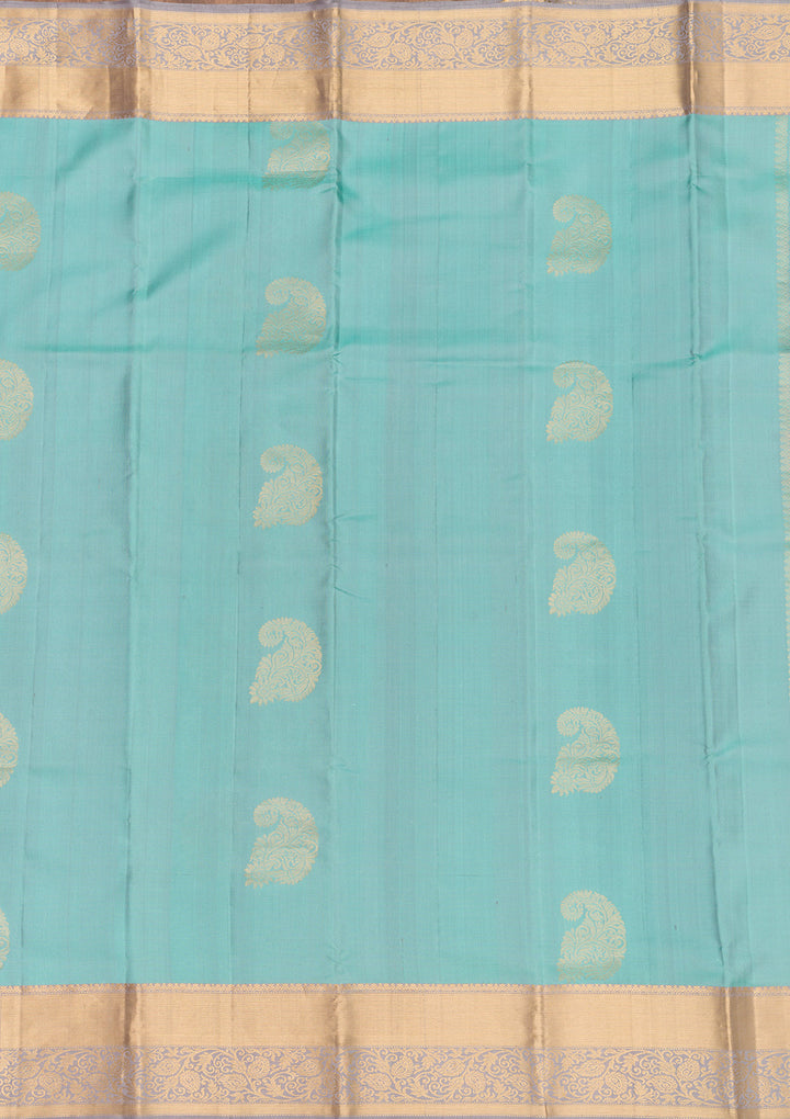 Sky Blue Zariwork Pure Silk Saree
