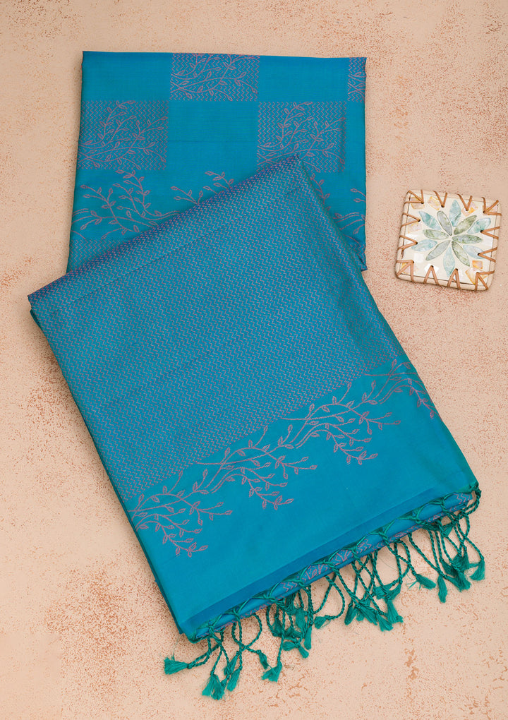 Sky Blue Zariwork Pure Silk Saree