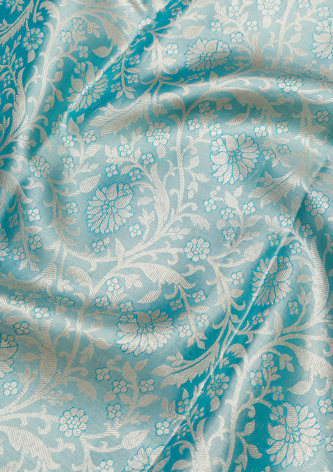 Sky Blue Zariwork Pure Silk Saree