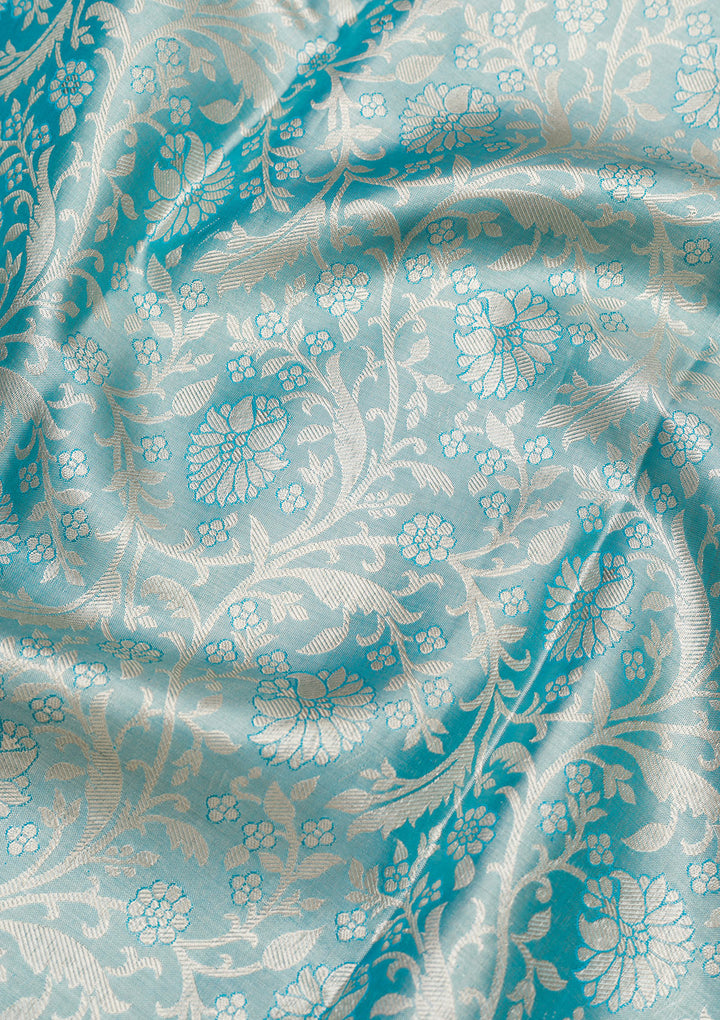 Sky Blue Zariwork Pure Silk Saree