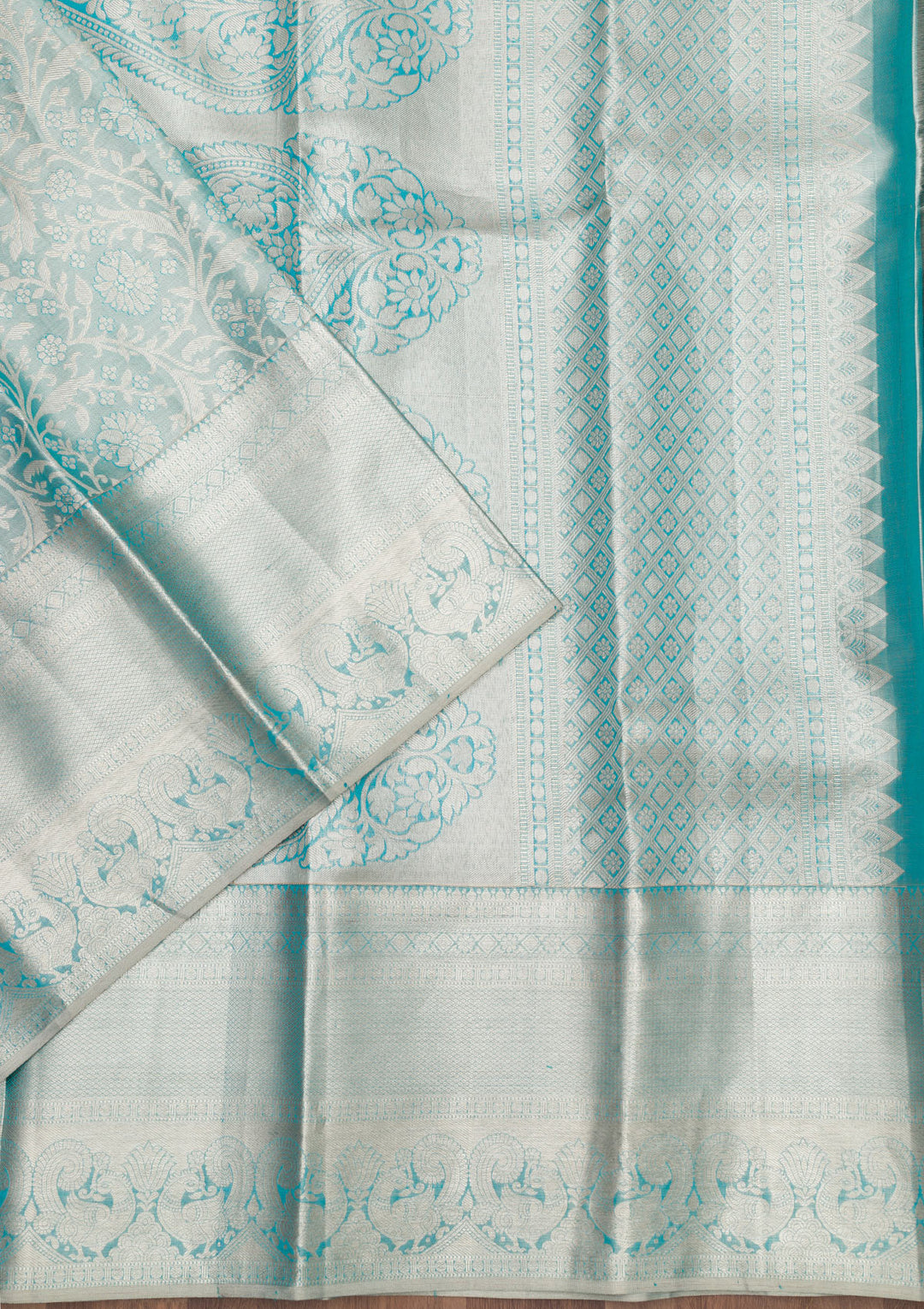Sky Blue Zariwork Pure Silk Saree