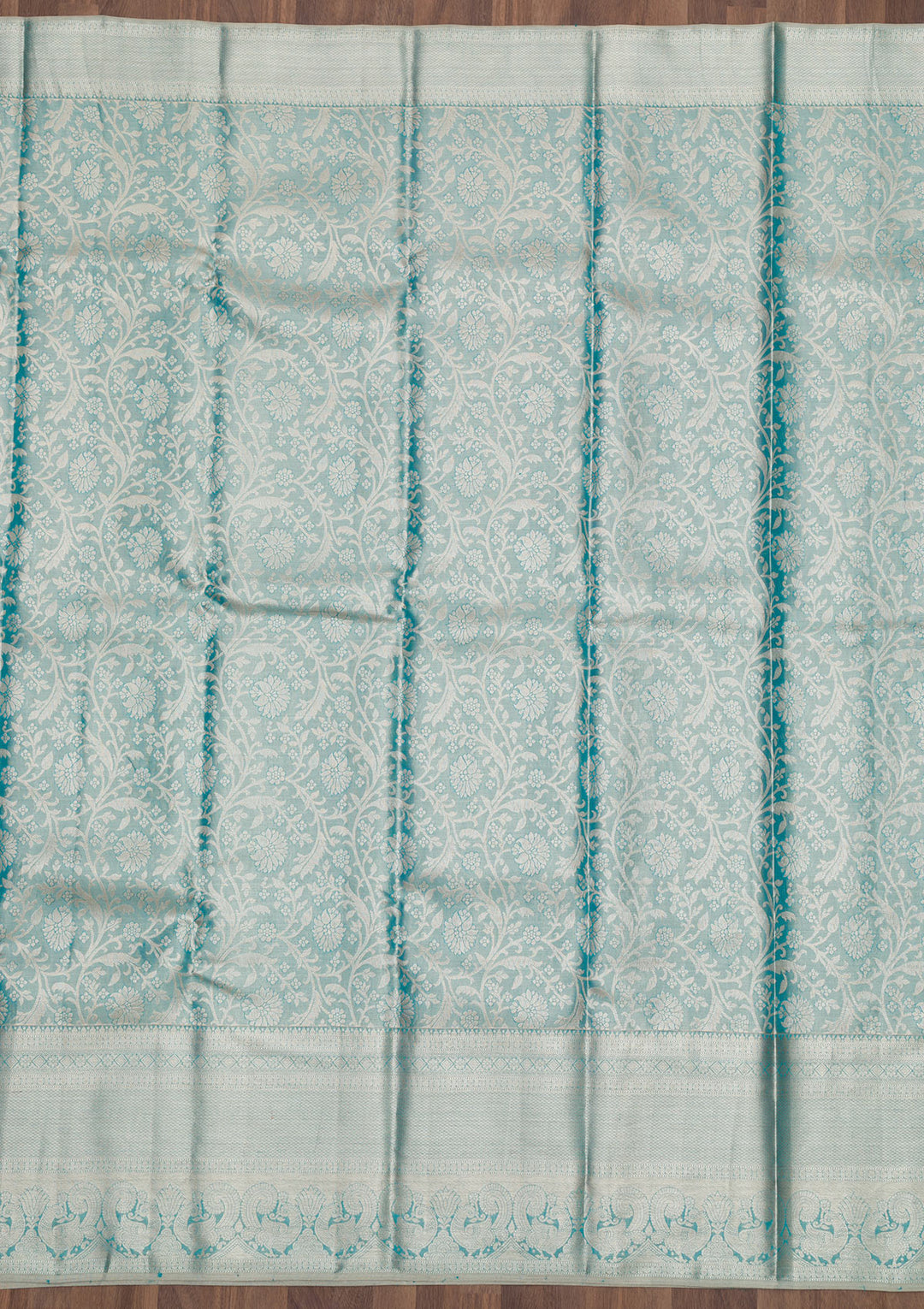 Sky Blue Zariwork Pure Silk Saree