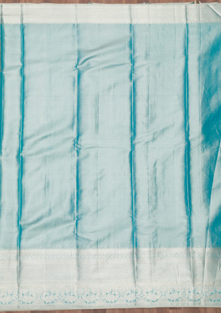 Sky Blue Zariwork Pure Silk Saree