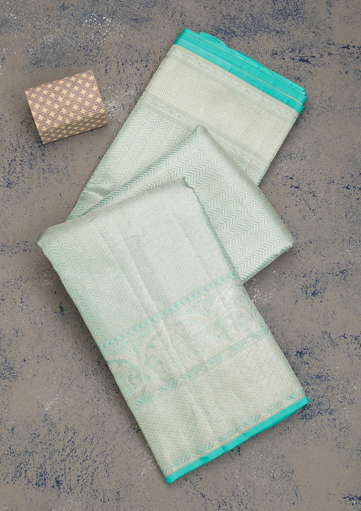 Sky Blue Zariwork Pure Silk Saree