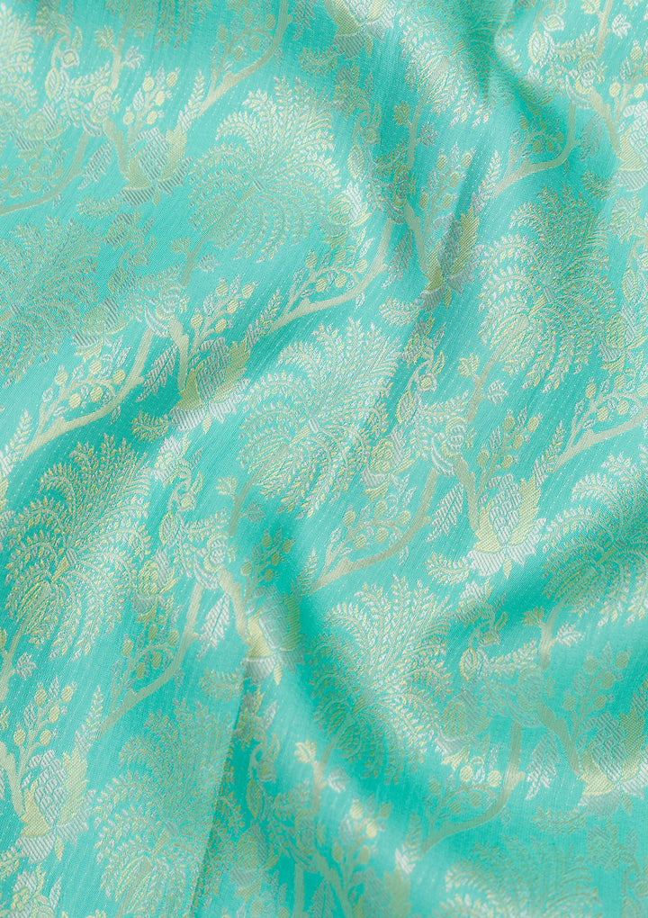 Sky Blue Zariwork Pure Silk Saree