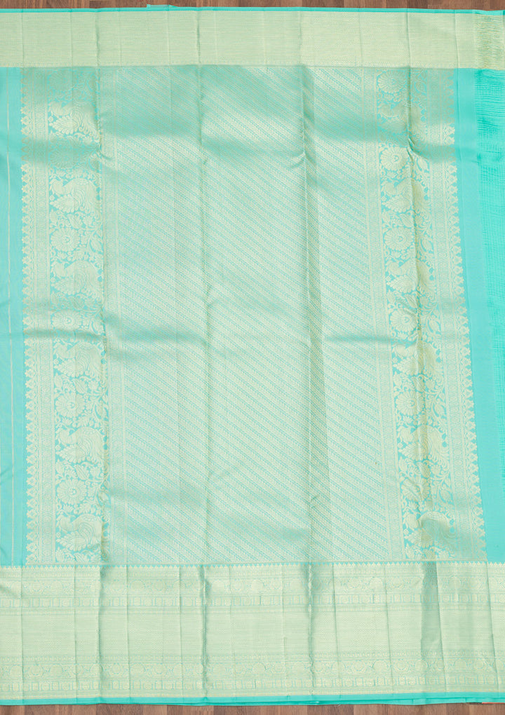 Sky Blue Zariwork Pure Silk Saree