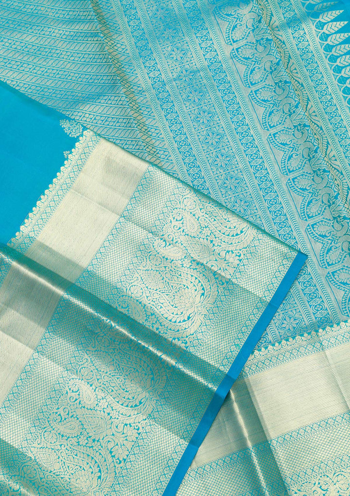 Sky Blue Zariwork Pure Silk Saree