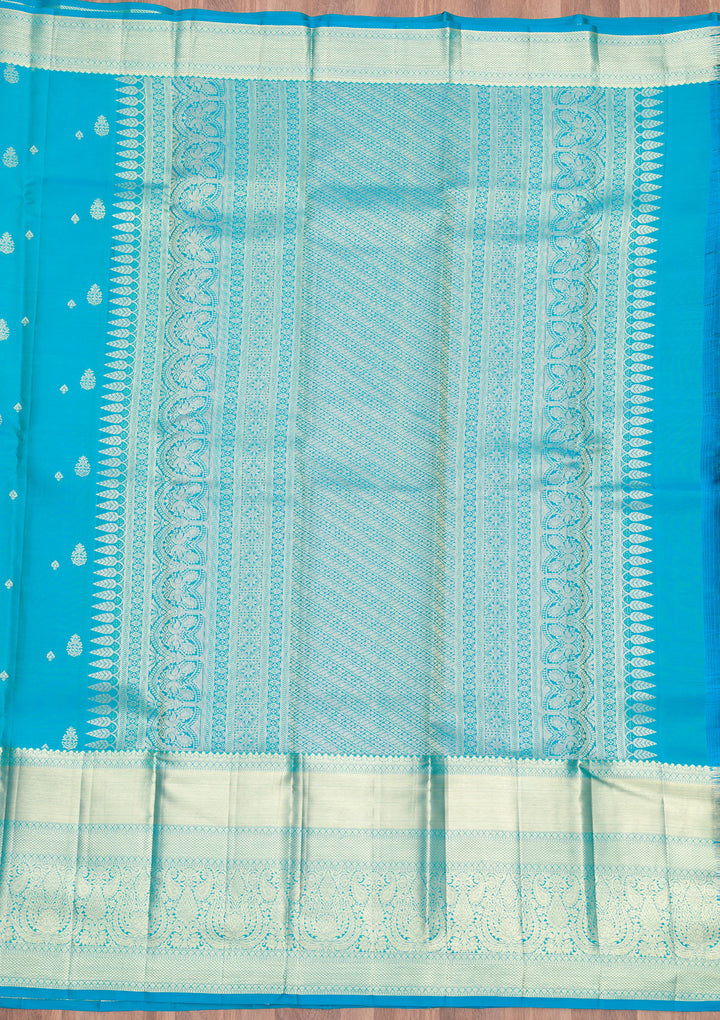 Sky Blue Zariwork Pure Silk Saree