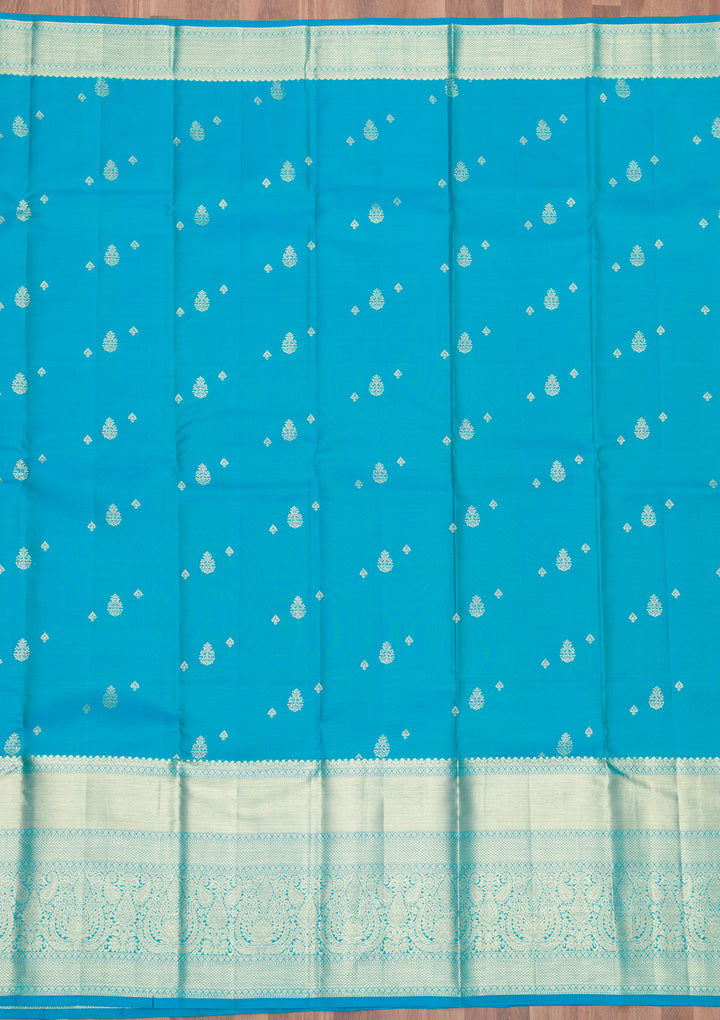 Sky Blue Zariwork Pure Silk Saree