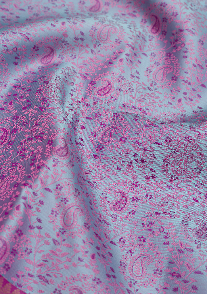 Sky Blue Zariwork Pure Silk Saree