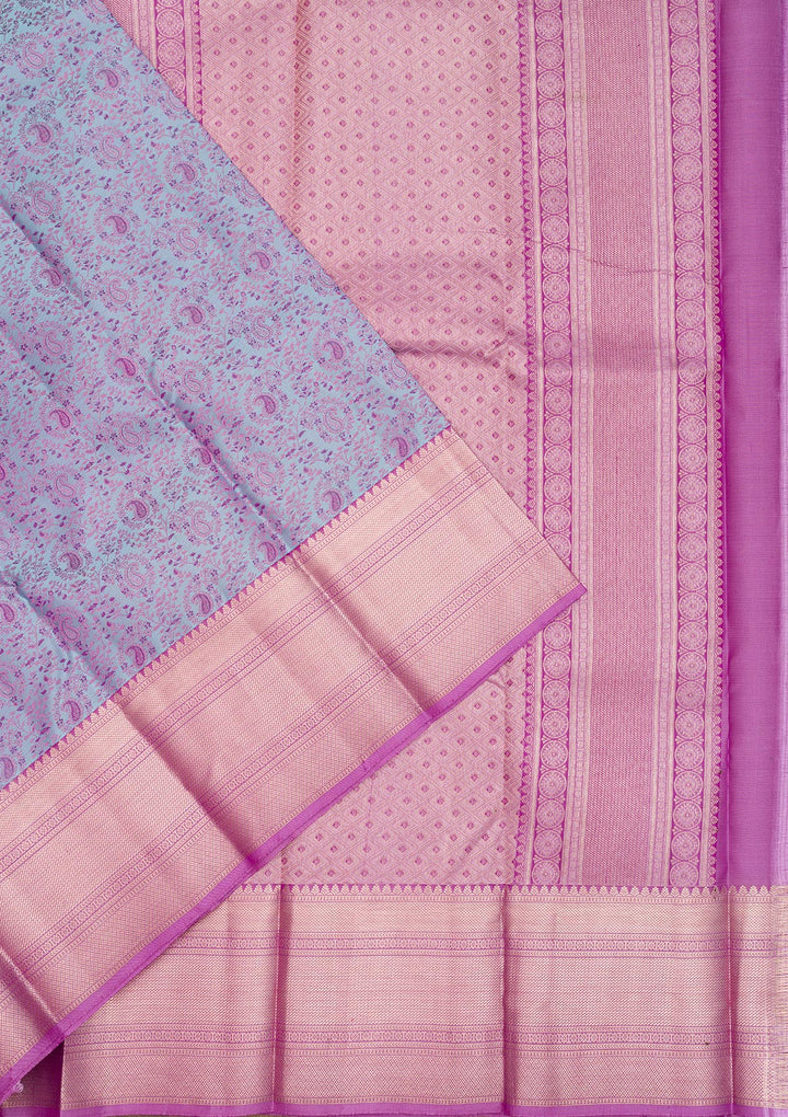 Sky Blue Zariwork Pure Silk Saree