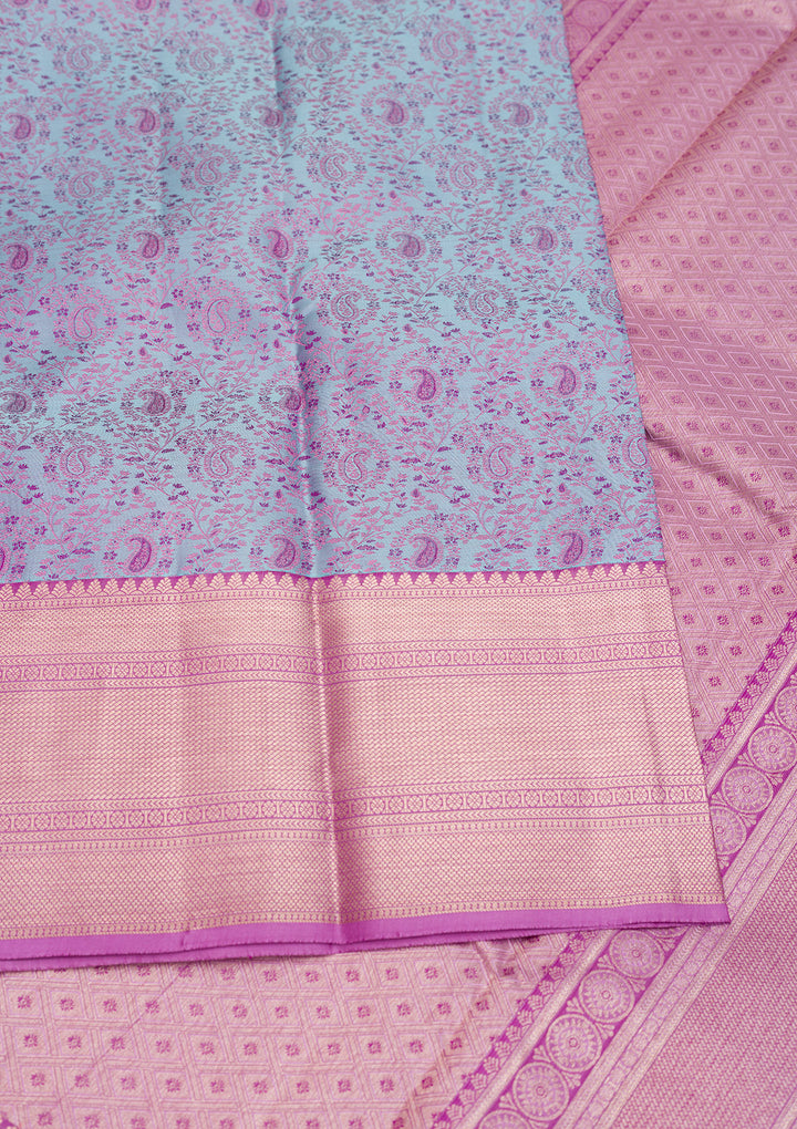 Sky Blue Zariwork Pure Silk Saree