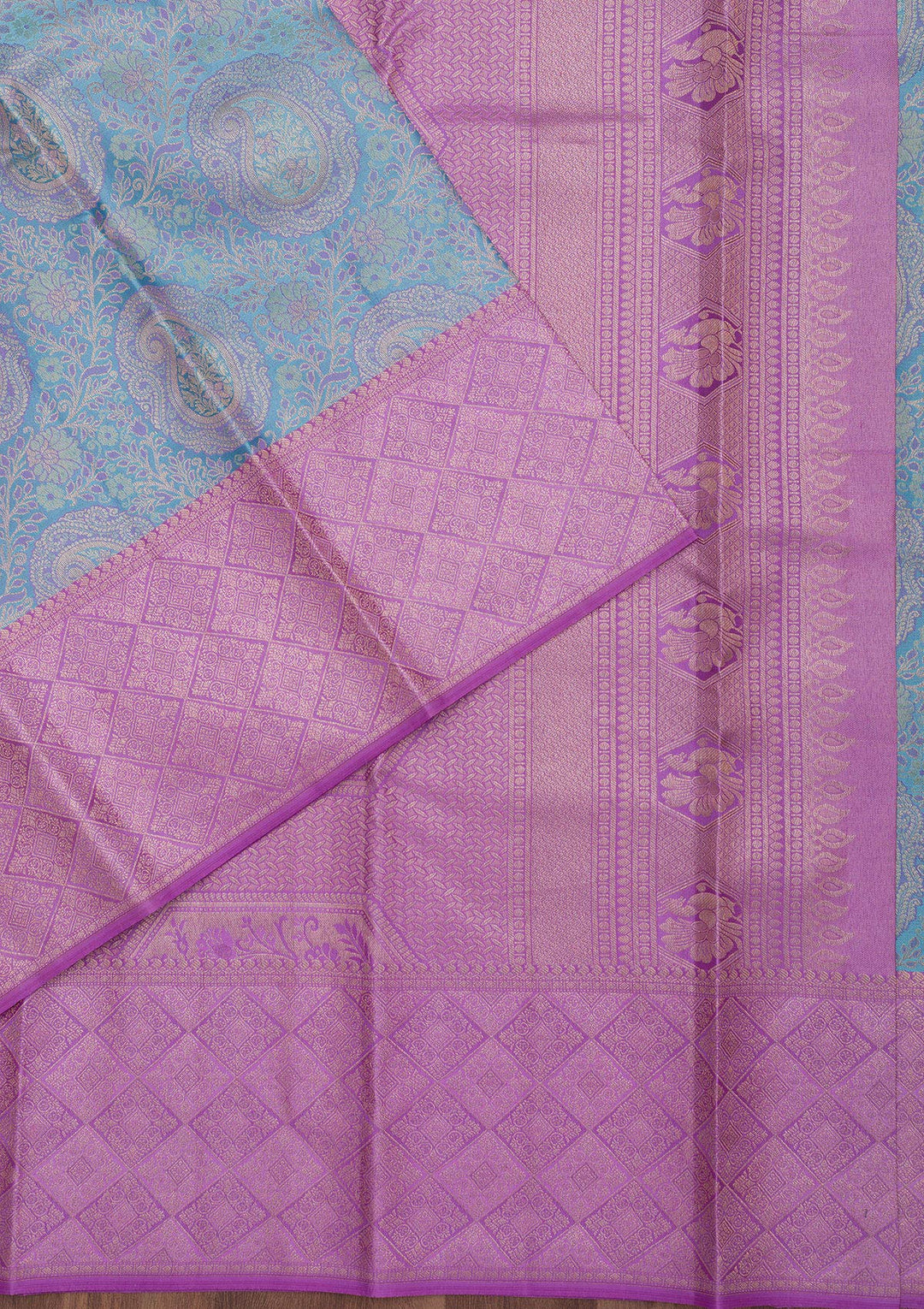 Sky Blue Zariwork Pure Silk Saree