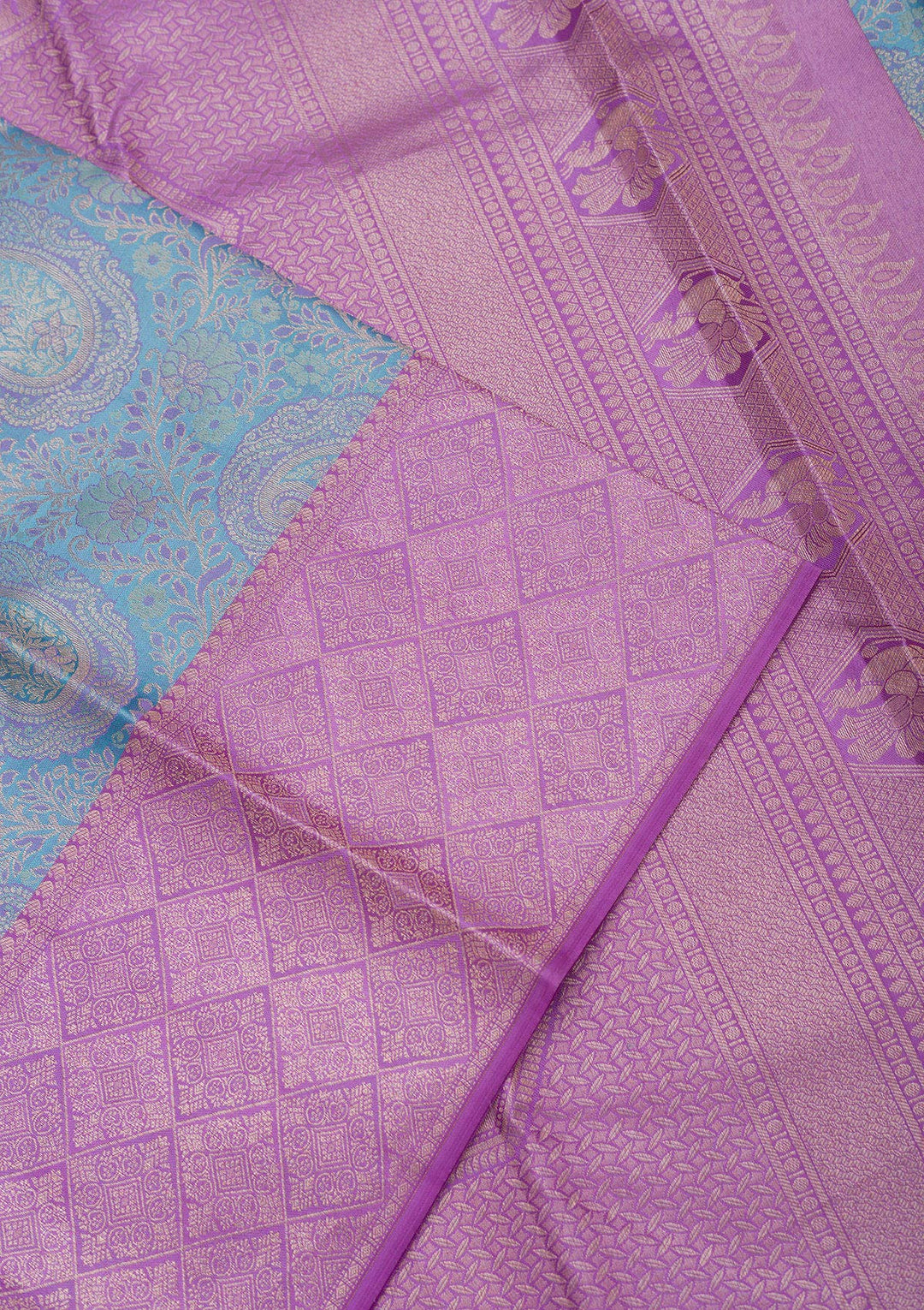 Sky Blue Zariwork Pure Silk Saree