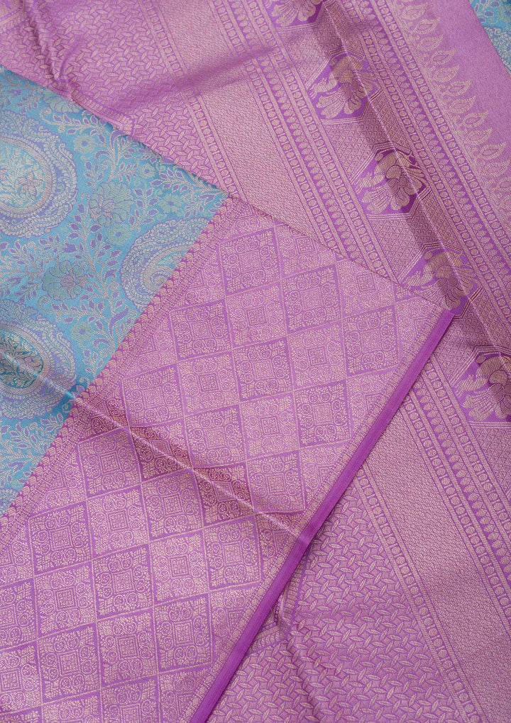 Sky Blue Zariwork Pure Silk Saree