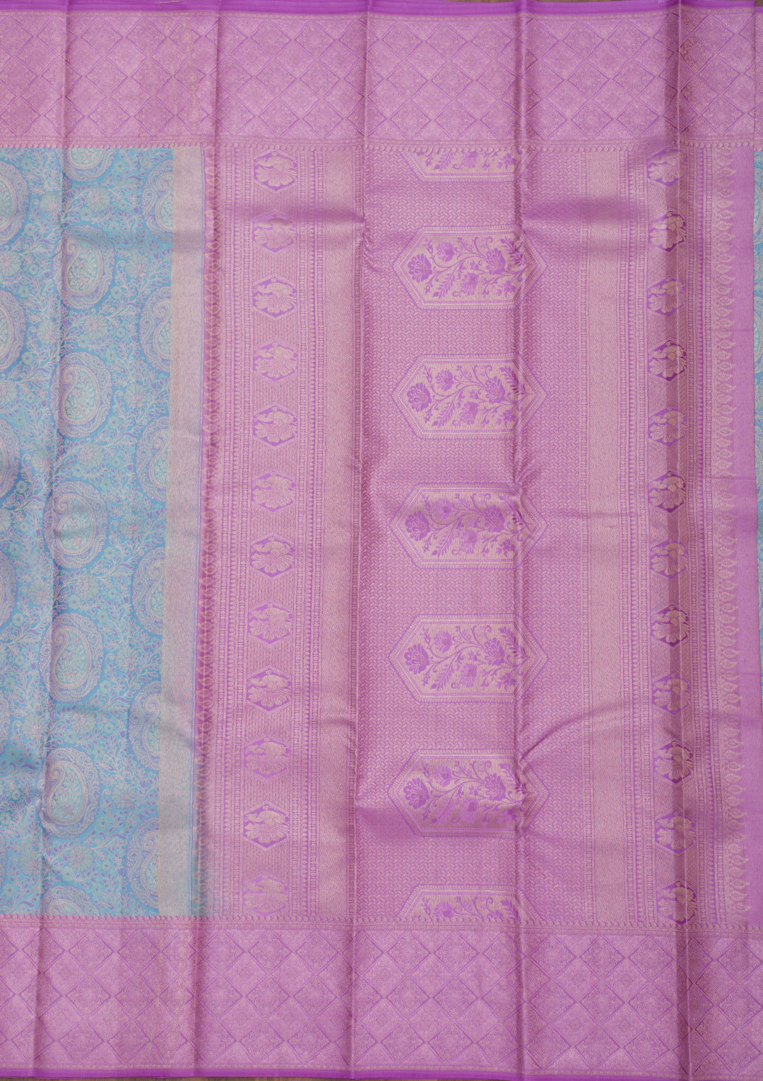 Sky Blue Zariwork Pure Silk Saree