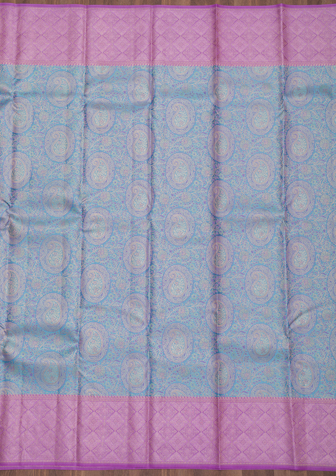 Sky Blue Zariwork Pure Silk Saree