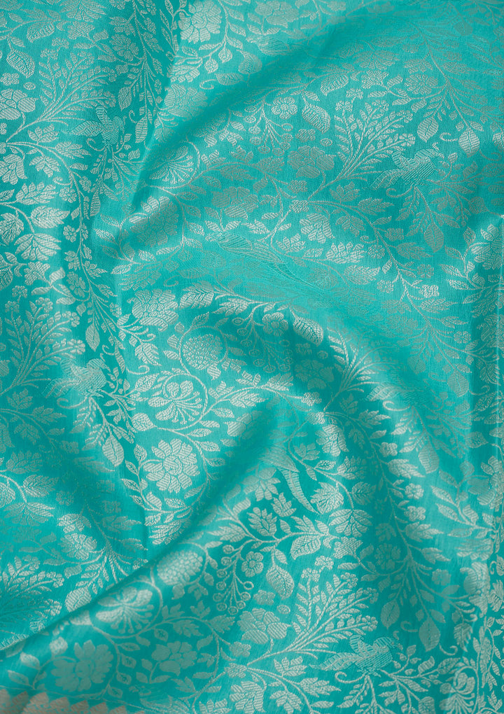 Sky Blue Zariwork Pure Silk Saree