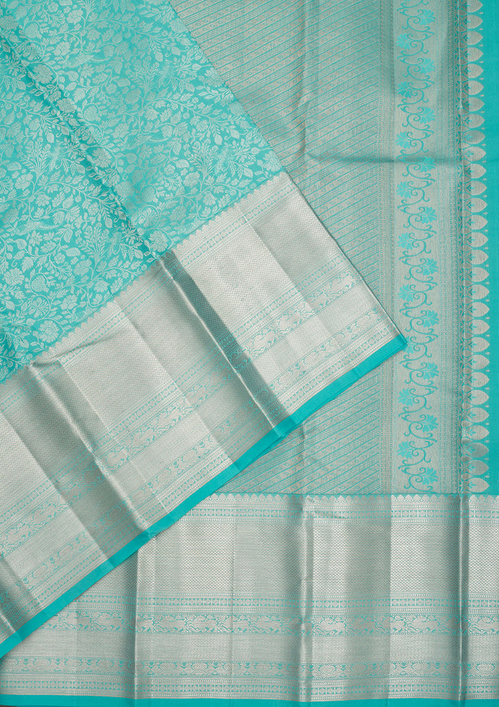 Sky Blue Zariwork Pure Silk Saree
