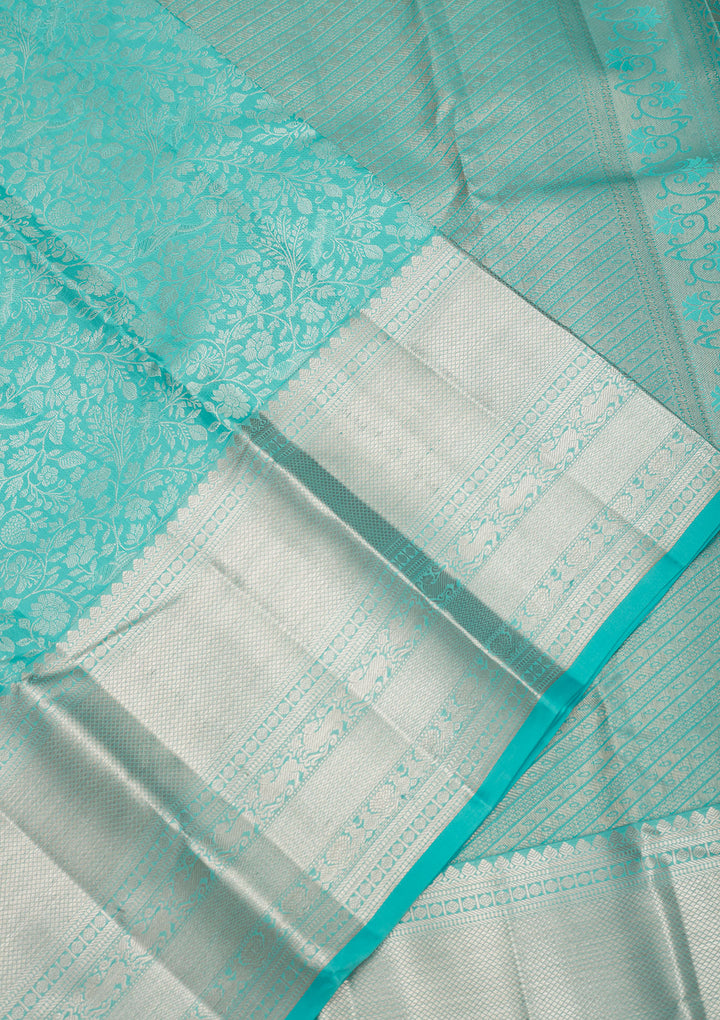 Sky Blue Zariwork Pure Silk Saree