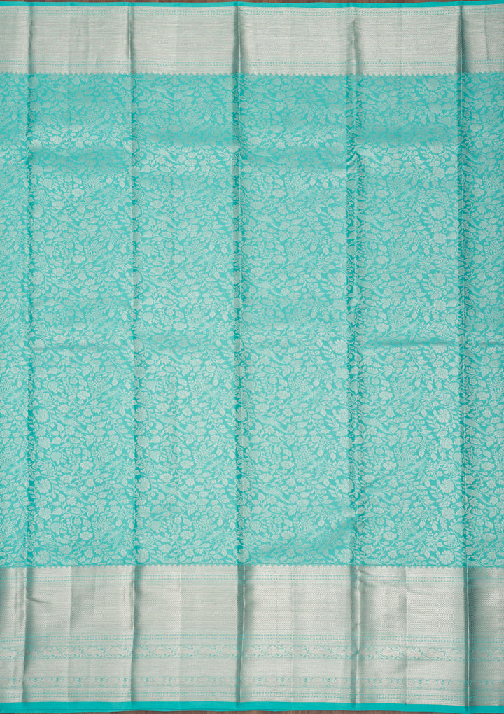 Sky Blue Zariwork Pure Silk Saree