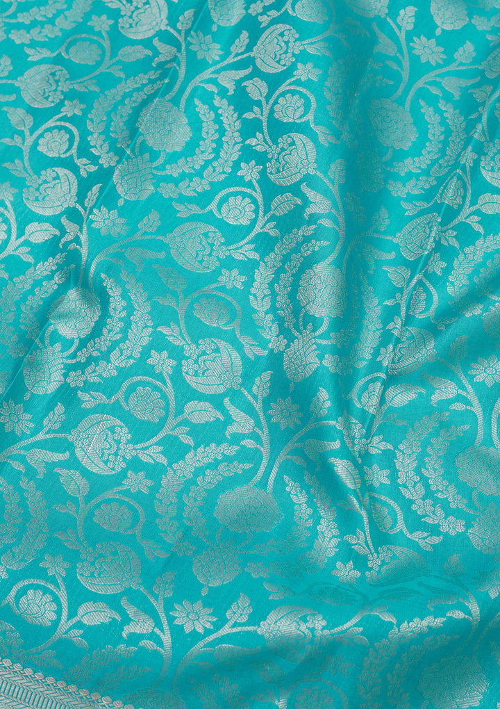 Sky Blue Zariwork Pure Silk Saree