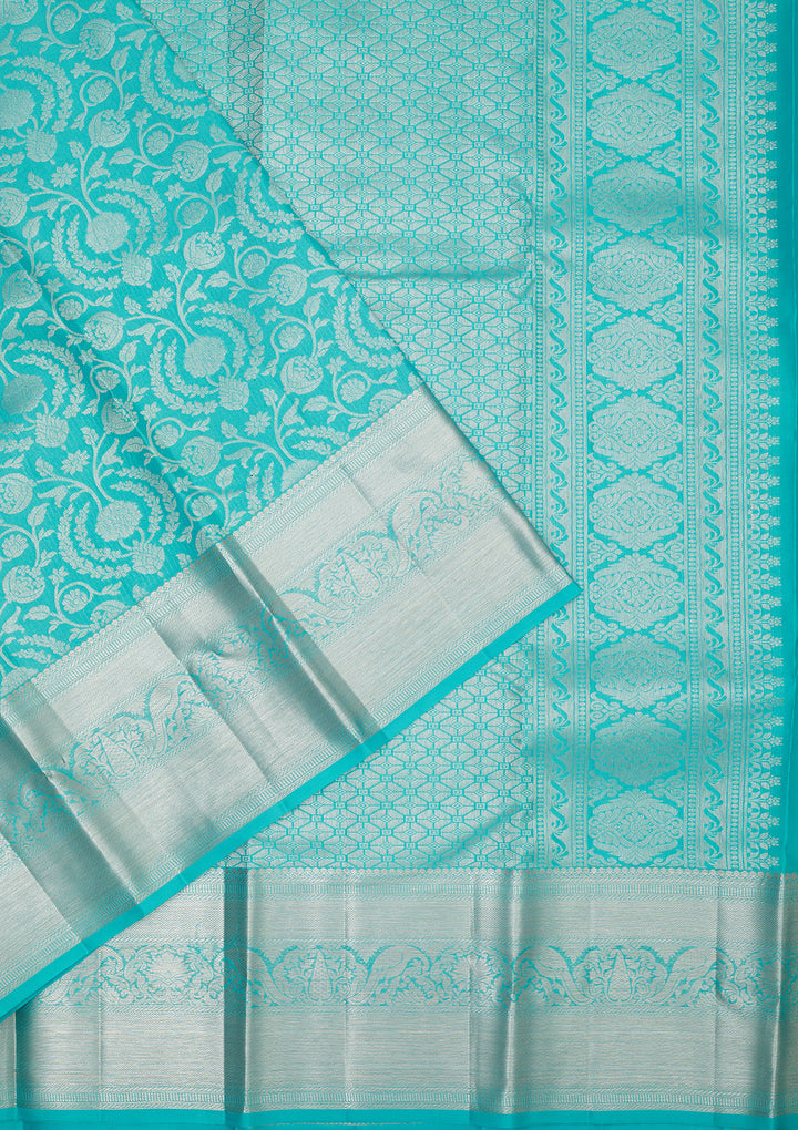 Sky Blue Zariwork Pure Silk Saree