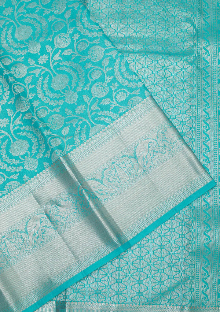 Sky Blue Zariwork Pure Silk Saree