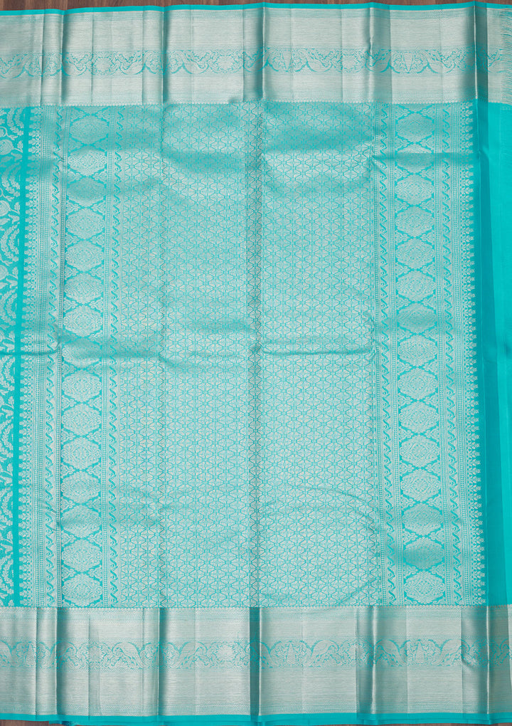 Sky Blue Zariwork Pure Silk Saree