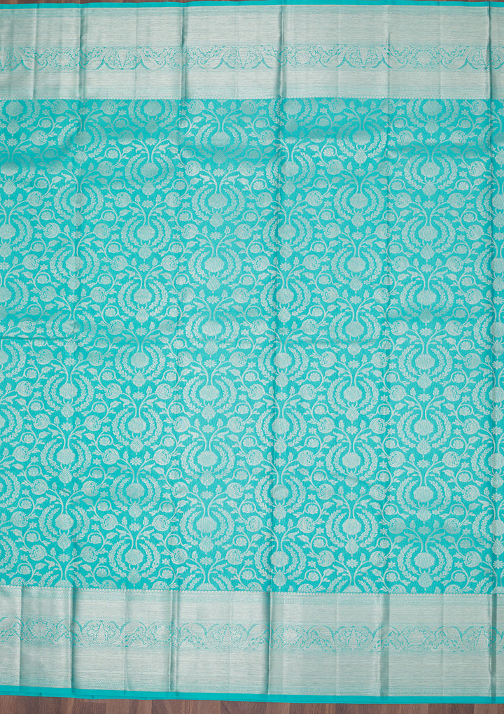 Sky Blue Zariwork Pure Silk Saree