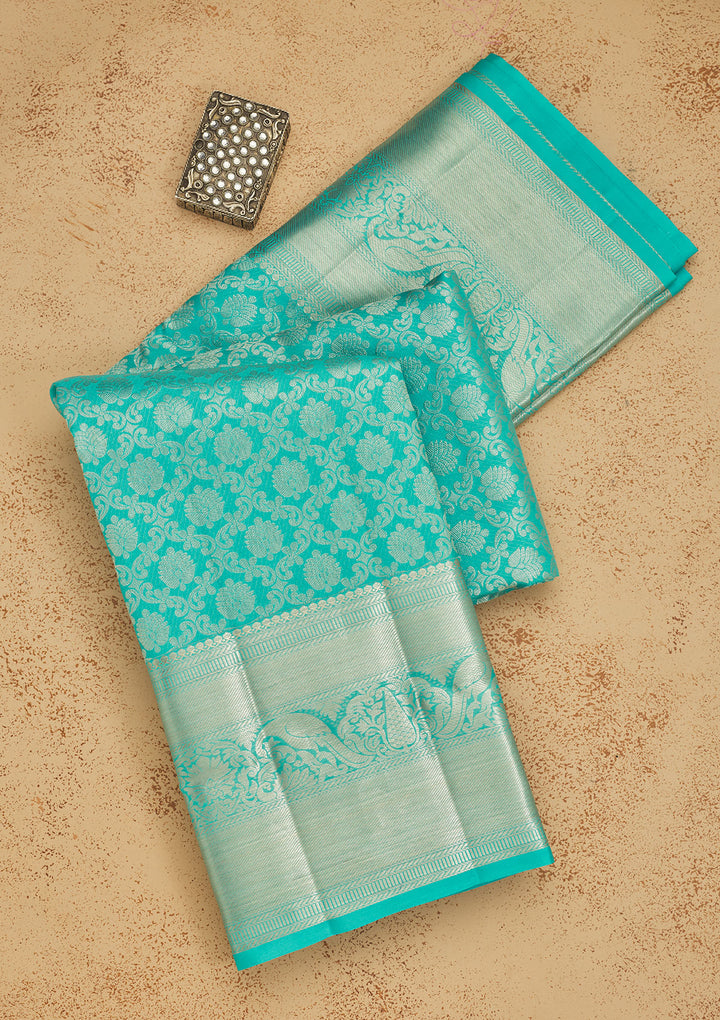 Sky Blue Zariwork Pure Silk Saree