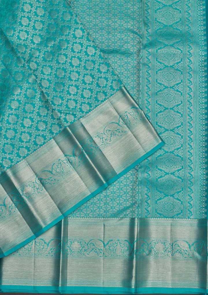 Sky Blue Zariwork Pure Silk Saree