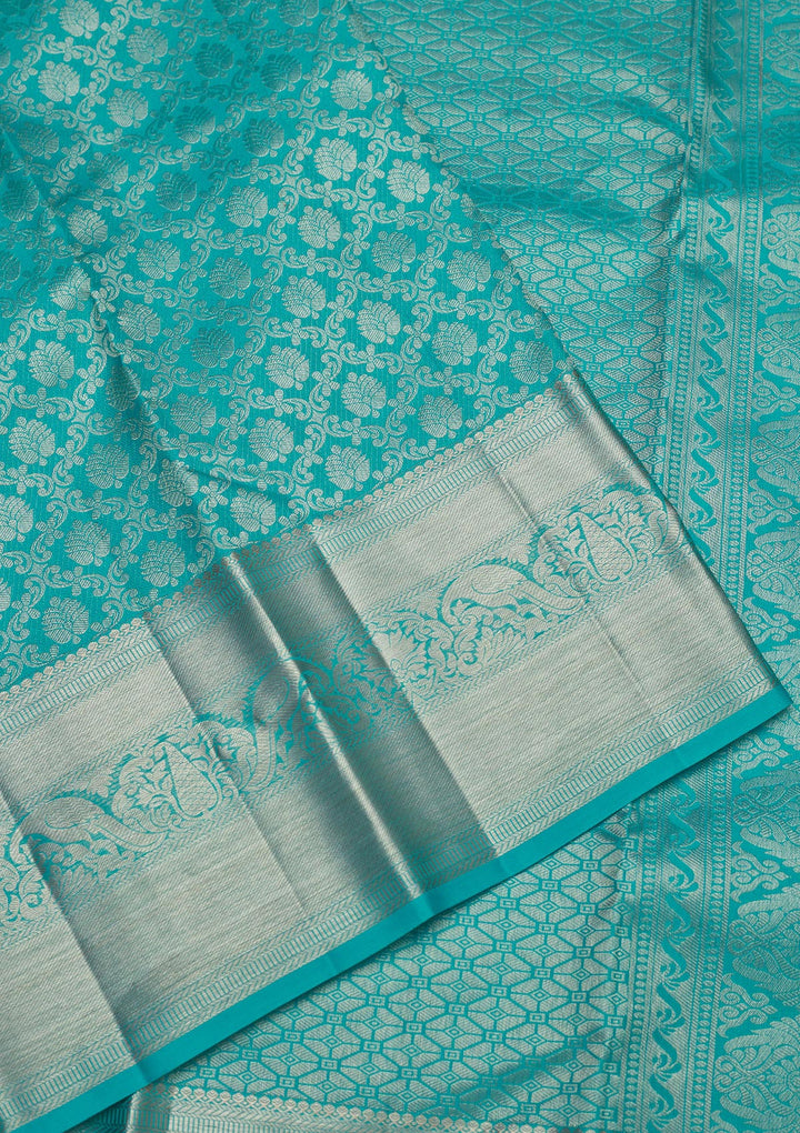 Sky Blue Zariwork Pure Silk Saree