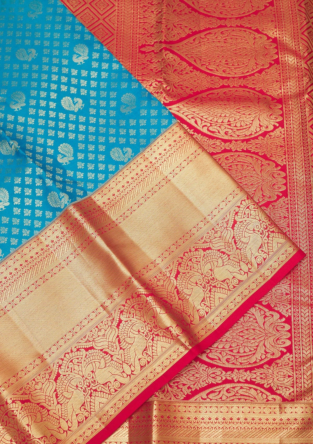 Sky Blue Zariwork Pure Silk Saree