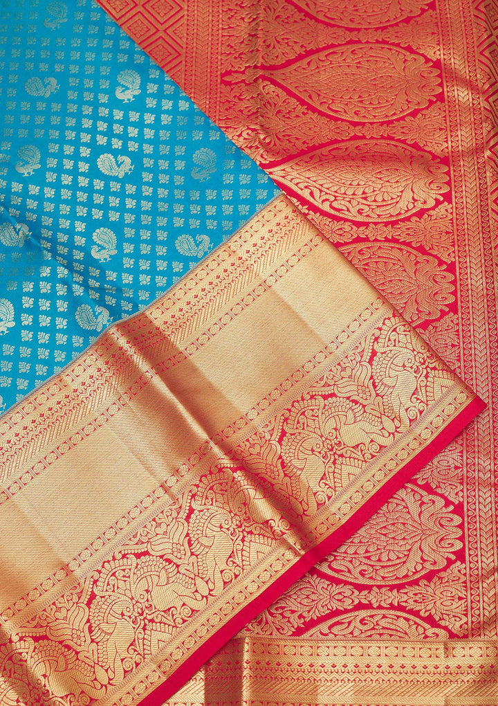 Sky Blue Zariwork Pure Silk Saree