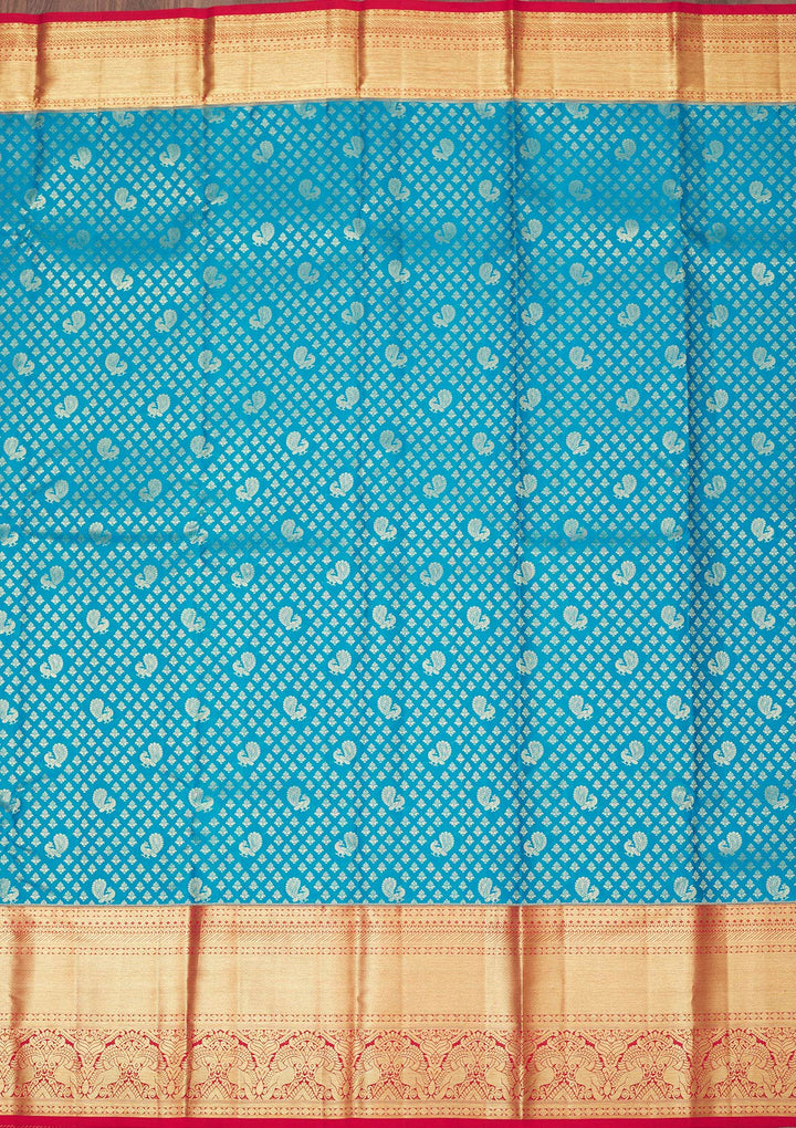 Sky Blue Zariwork Pure Silk Saree