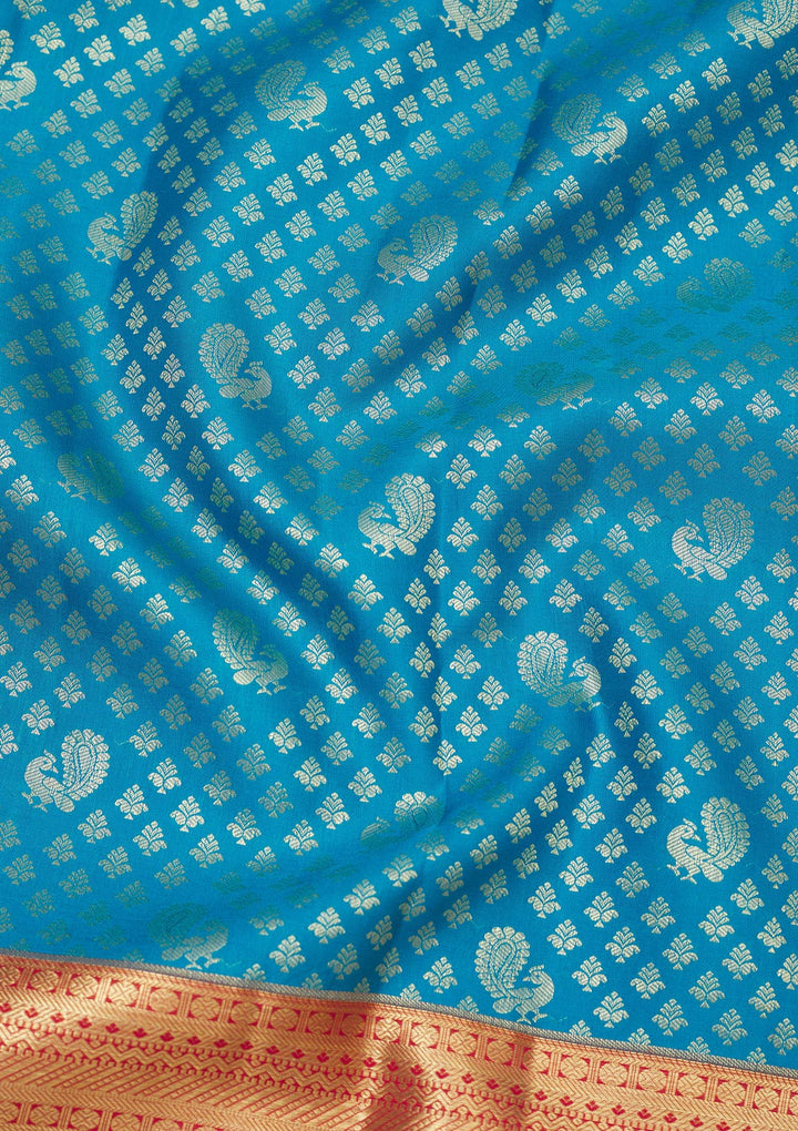 Sky Blue Zariwork Pure Silk Saree