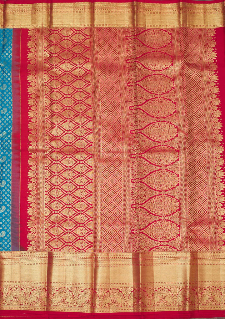 Sky Blue Zariwork Pure Silk Saree