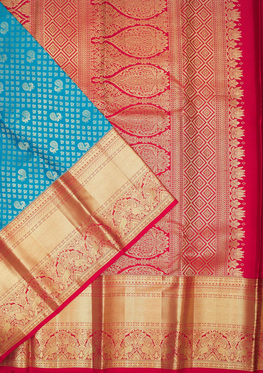 Sky Blue Zariwork Pure Silk Saree