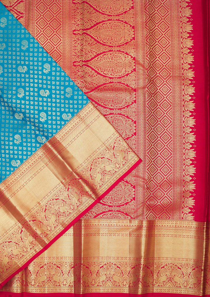 Sky Blue Zariwork Pure Silk Saree
