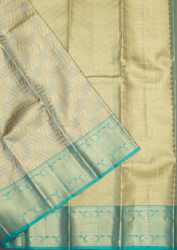 Sky Blue Zariwork Pure Silk Saree