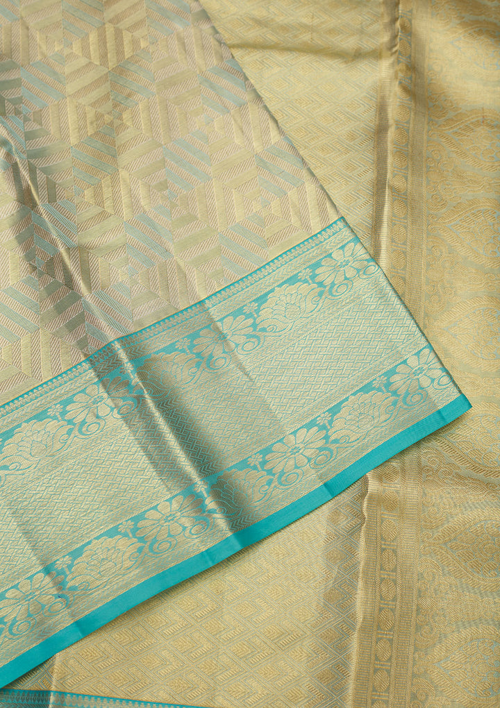 Sky Blue Zariwork Pure Silk Saree