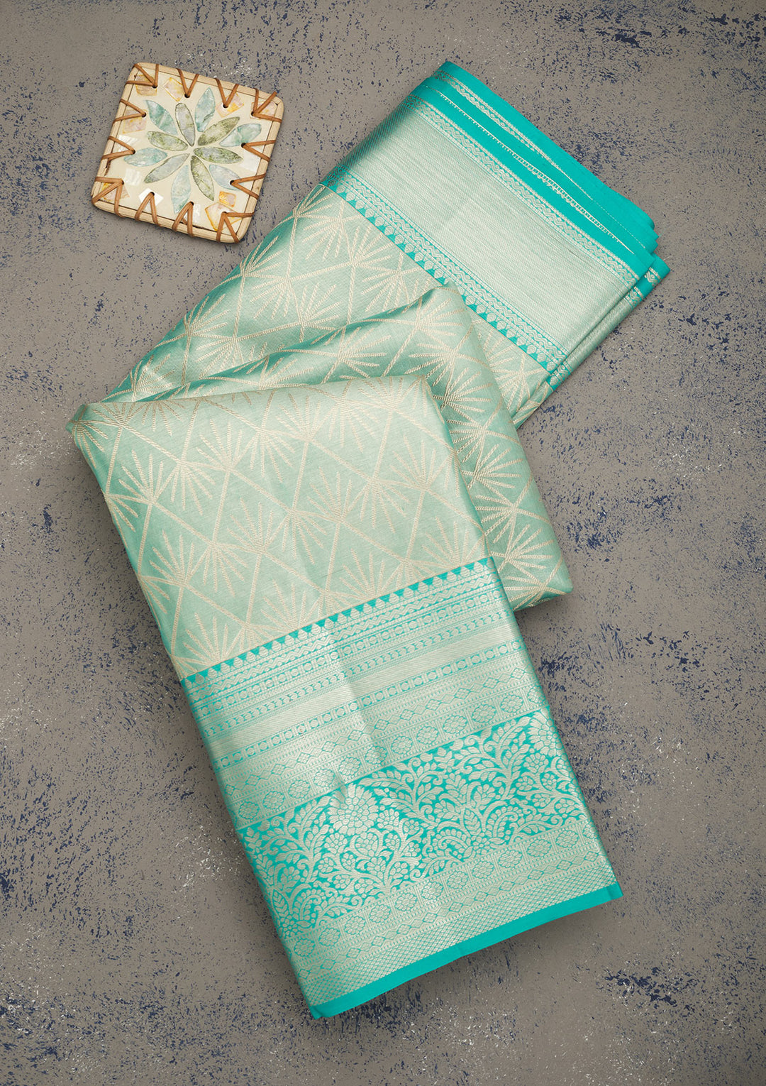 Sky Blue Zariwork Pure Silk Saree