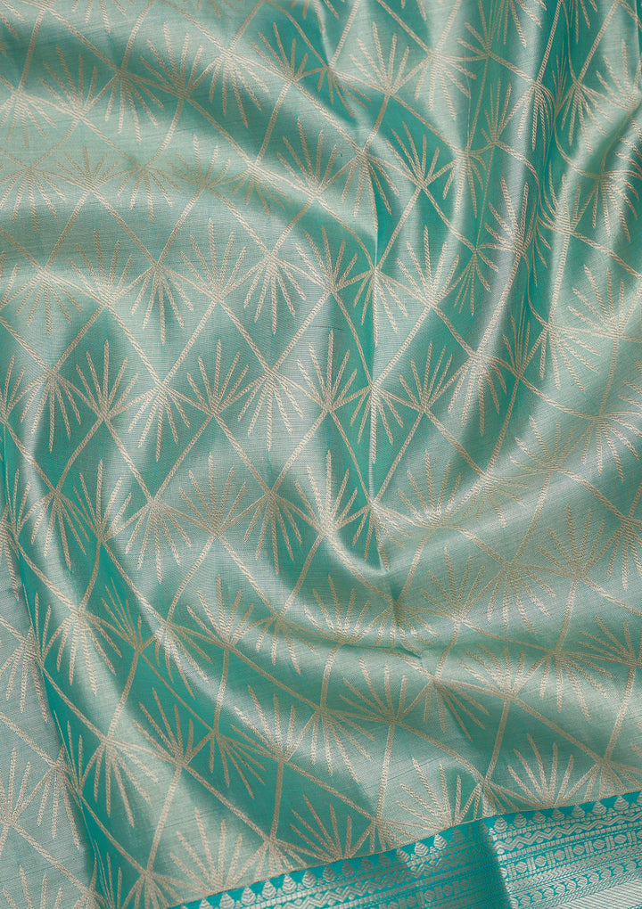 Sky Blue Zariwork Pure Silk Saree