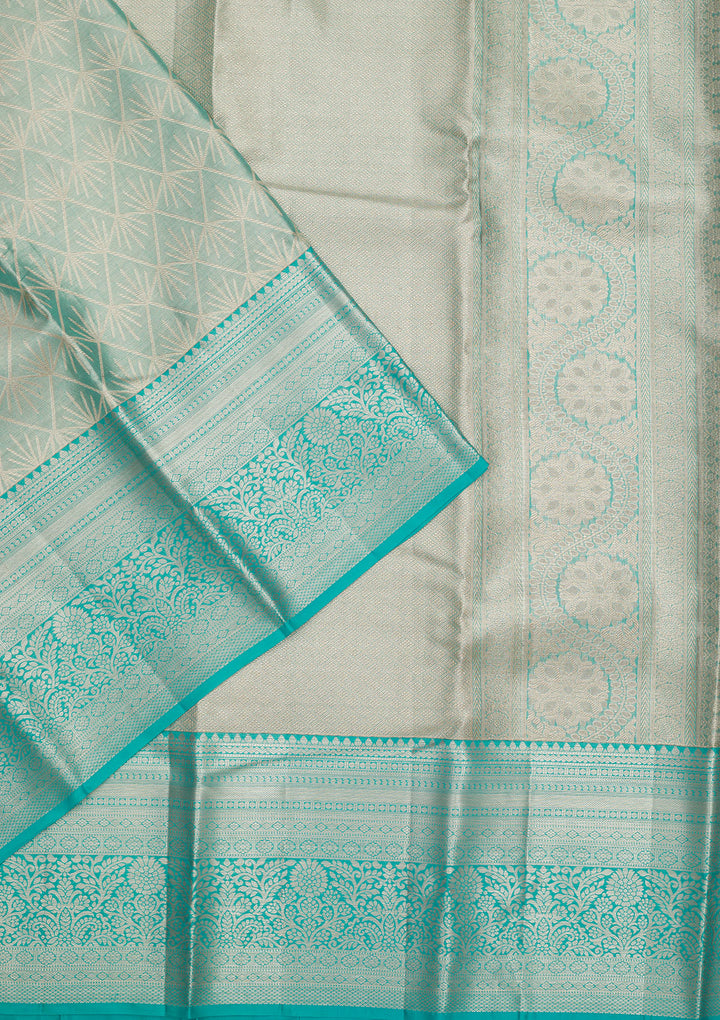 Sky Blue Zariwork Pure Silk Saree
